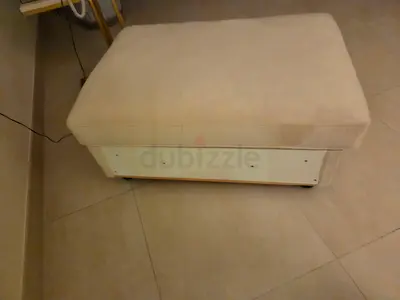 Beige Upholstered Ottoman / Footstool with STORAGE - Good Condition