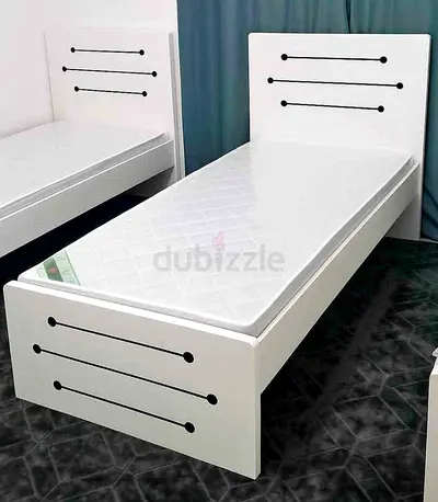 Single white wooden bed modern simple design