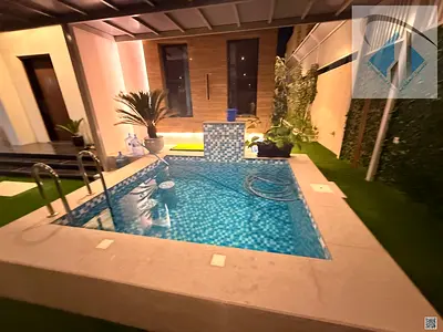 Villa for rent featuring a swimming pool, built-in wardrobes, and a car shade; priced at 115.