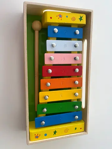 Wooden Colorful Xylophone Toy with Mallet - Good Condition