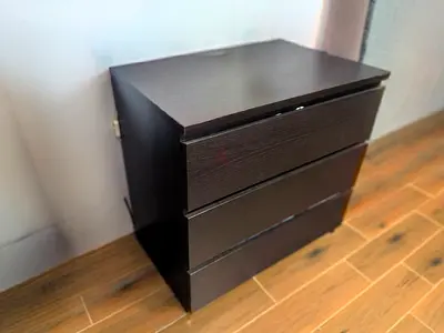Modern Dark Brown 3 Drawer Nightstand