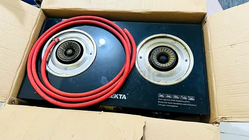 Used ELEKTA 2-Burner Gas Hob — Glass Top, Good Working Condition