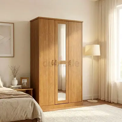 Zirco 3-Door Wardrobe-Brown Oak-With 2-Year Warranty