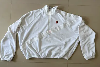 Nike white track/tennis style quarter-zip sweatshirt - good condition
