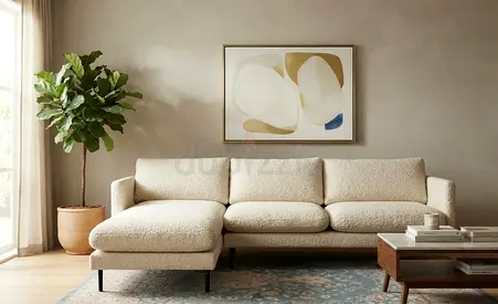 Elegant Cream Corner Sofa
A beautiful cream-colored corner sofa with a soft, cozy feel. Modern desig