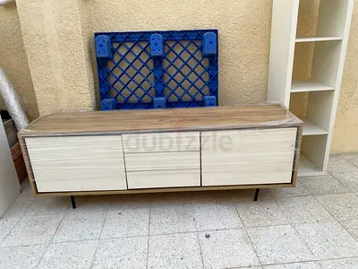 white 3-drawer 2 side cabinets TV table /dresser