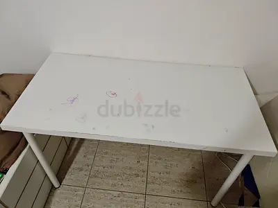 White rectangular study/office table - used, some marker stains