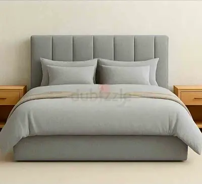 Brand New Queen size Gray colour bed Upholstered Padded headboard and mattress