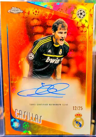 Signed Iker Casillas Topps Chrome UEFA Champions League Orange 12/25 UCC Chrome Logofractor