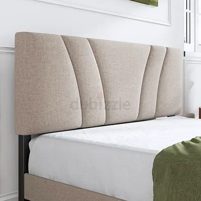 Beige Upholstered Bed Headboard - Modern Padded Design
