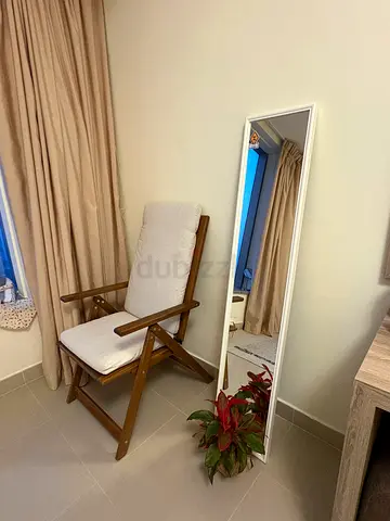 Like New Mirror + Wooden Chair - Never Used - 300 AED
Selling my dressing corner - both items like