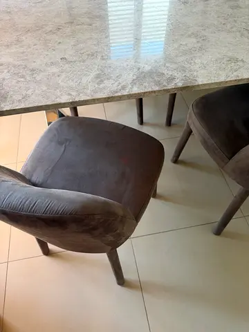 Turkish Marble Dining Table with 8 Nubuck Chairs - 240 x 100 cm