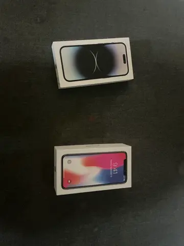 Two iPhone boxed units (iPhone 14 Pro and iPhone X) - sealed boxes without phone