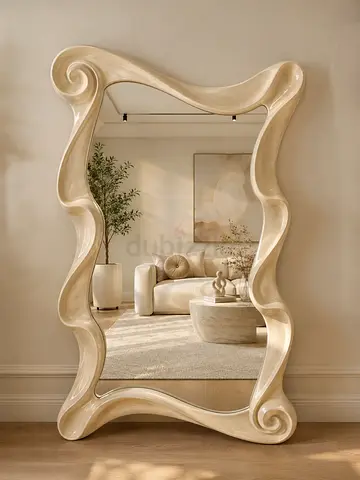 Large Sculptural full length Mirror with Curved Ivory Frame (150 x 90 cm)
