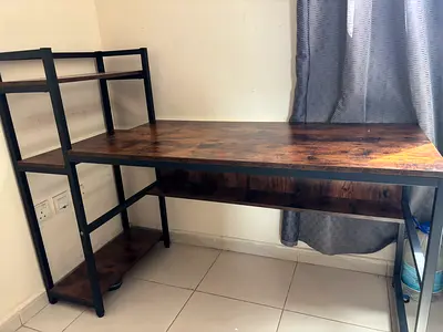 Study/Computer Desk/Table with Shelves (Industrial Wood and Metal) AED 149 (size 60x150cms).