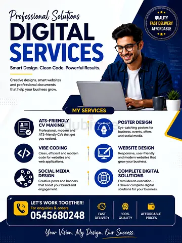 Digital Services: Website, Poster, CV & Social Media Design - Ready to Start