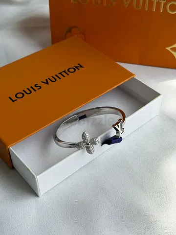 Louis Vuitton Monogram Flower Bangle Bracelet - Silver Tone