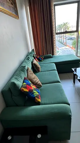 Green L-shaped 4-Seater Sofa with Chaise - Good Condition