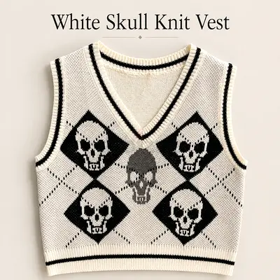 Skull Sweater Vest - Size M💀🖤