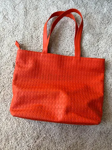 Orange patterned tote bag - roomy everyday shoulder bag