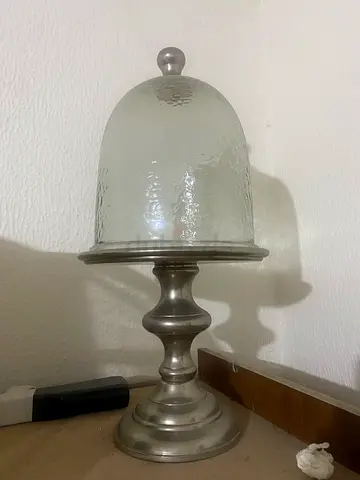 Glass Dome Table Lamp with Metal Base - Single Light Accent Lamp