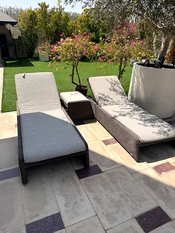Outdoor Manutti waterproof sun loungers with cushions -