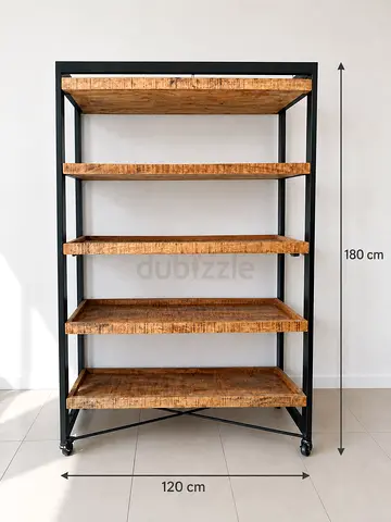 Style Wooden & Metal Shelving Unit