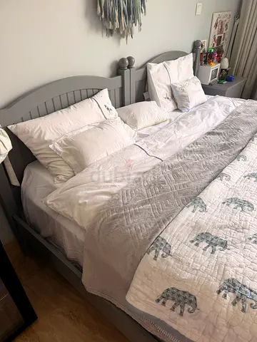 Pair of Pottery Barn Kids Twin Beds – Grey Wooden Frames
