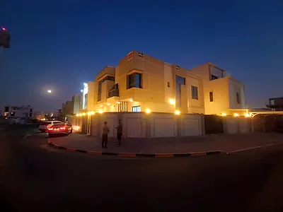 Corner villa for sale in Al Zahia, 5 master bedrooms, living room, majlis, kitchen, maid's room and
