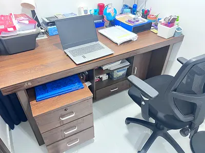 Solid Wood Office Desk with 3-Drawer and side table full set of 3