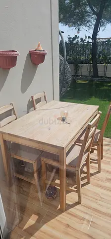 Solid Wood Outdoor Dining Table with chairs - Seats 4