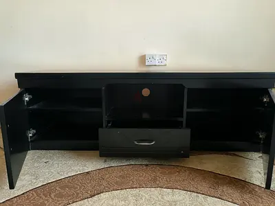 Black TV Stand / Entertainment Unit with Storage - Good Condition