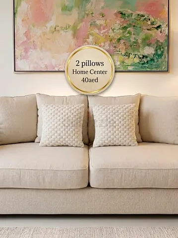 Set of 2 woven cream decorative throw pillows - Home Center