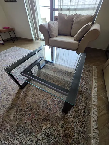 Glass Top Coffee Table with Metal Frame - Good Condition