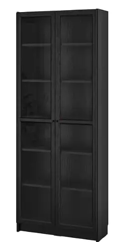 IKEA BILLY / OXBERG BOOKCASE WITH GLASS DOORS (BLACK OAK EFFECT) – LIKE NEW