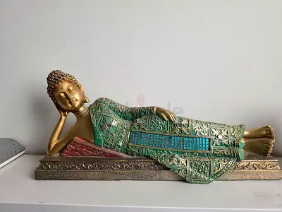 Reclining Buddha Statue - Decorative Resin/Metal Finish