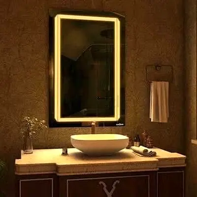 Wall-mounted illuminated bathroom vanity mirror