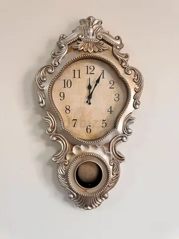 Ornate Vintage-Style Wall Clock with Pendulum