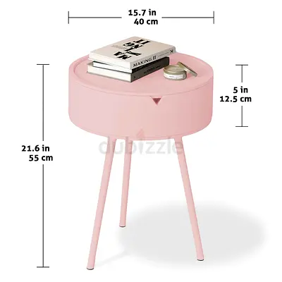 West Elm Mitzi Round Steel Nightstand / Side Table with drawer – Antique rose