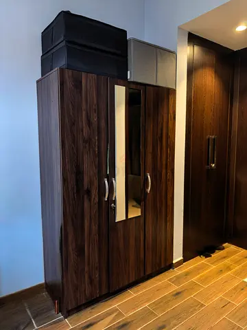 Modern 3-Door Wooden Wardrobe with Mirror