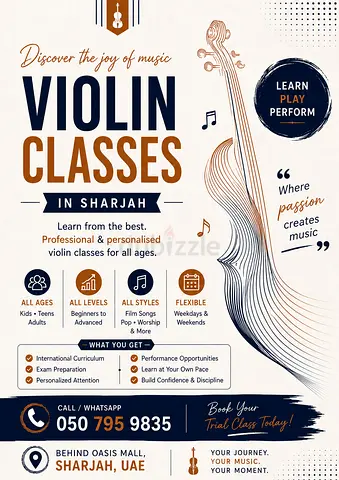 Violin Classes in Sharjah - Private & Group Lessons (All Ages)