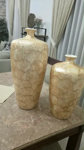 Set of 2 Decorative Mother of Pearl Style Vases