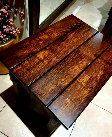 Small Rustic Wooden Side Table / Stool - Solid Finish. Heavy. New! Unused. AED 135 Only!