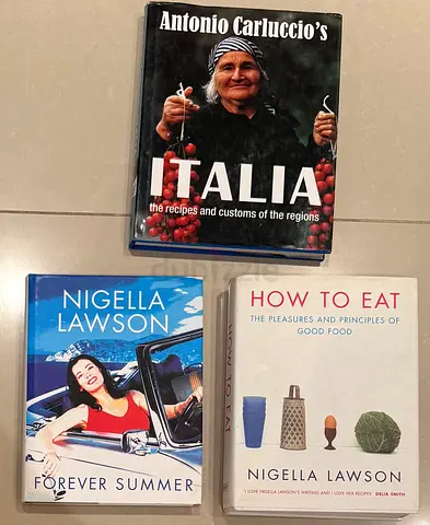 Set of 3 cooking books, Nigella Lawson, Antonio Carluccio in good condition