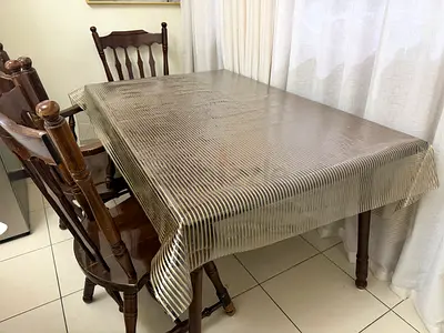 Solid Wood Dining Table with 4 Chairs - Classic Dark Finish extendable.