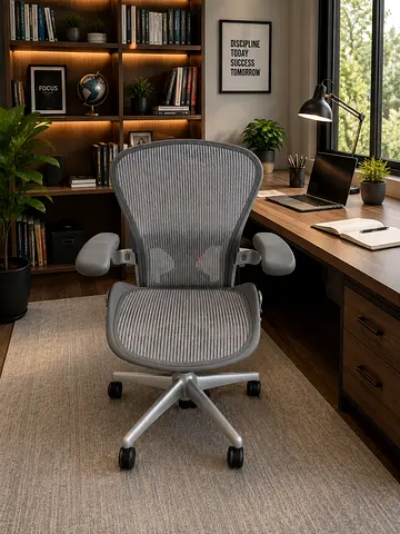 Herman Miller Ergonomic Mesh Office Chair with Adjustable Armrests — Light Grey