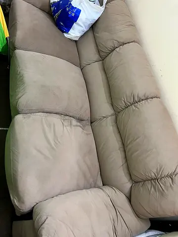 Beige 3-seater fabric sofa in good used condition