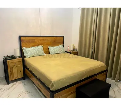 Solid Wood king Bed Frame with Headboard and Storage - Excellent Condition