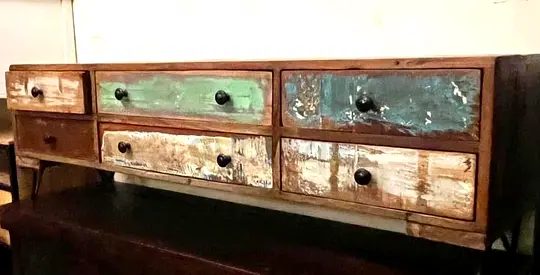 Solid Wood Multi-drawer Sideboard / Console with Distressed Finish