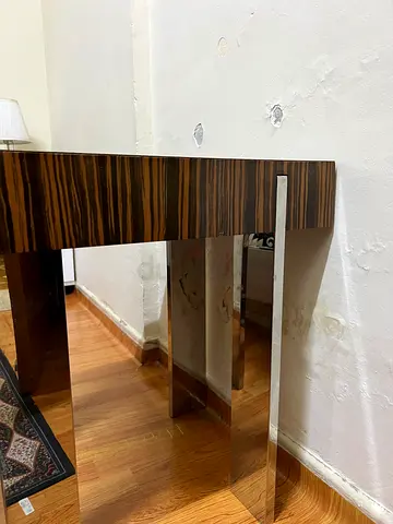 Wooden Console Table with Zebrawood Finish set of 2 - Good Condition
